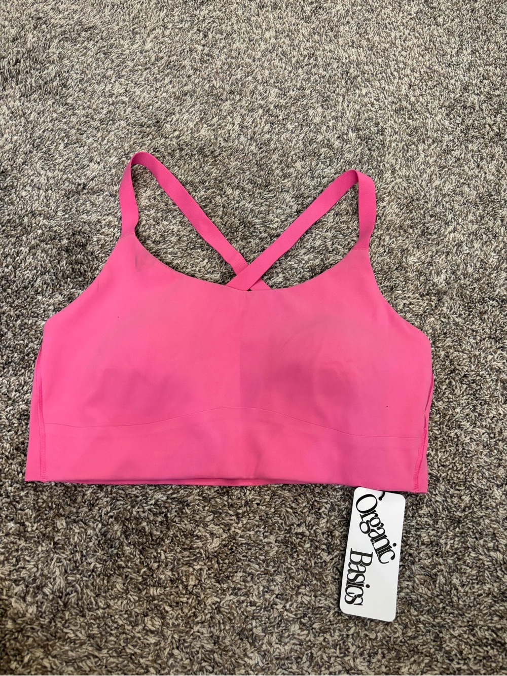 Organic Basics Active Cross Back Bra Pink Cross-Back Bralette Sz Medium